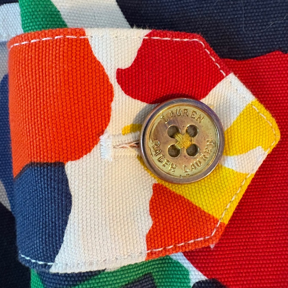 Lauren Ralph Lauren Floral Print Jacket Button Front Pockets Colorful Coat Small - Picture 9 of 11